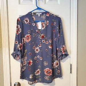 Maurices XS Blouse Shirt Purple Floral NEW